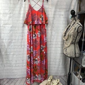 Everly floral new maxi dress spaghetti criss cross back straps size medi…